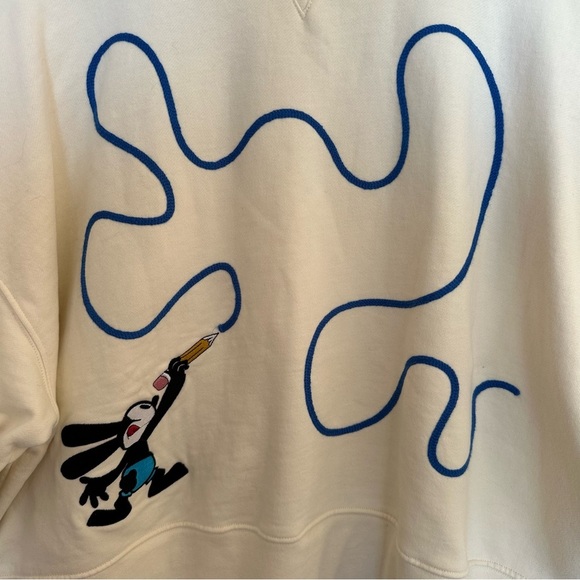 Disney100 Oswald the Lucky Rabbit Cropped Sweatshirt XL Cream Unisex - Picture 3 of 13